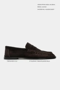 Nisantasi Shoes Elisha BROWN GENUINE SUEDE Flat Sole Loafer Women Shoes - Image 2