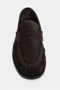 Nisantasi Shoes Elisha BROWN GENUINE SUEDE Flat Sole Loafer Women Shoes - Image 3