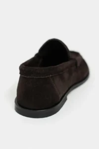 Nisantasi Shoes Elisha BROWN GENUINE SUEDE Flat Sole Loafer Women Shoes - Image 4
