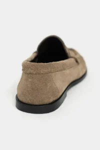 Nisantasi Shoes Elisha ROME BEIGE GENUINE SUEDE Flat Sole Loafer Women Shoes - Image 4