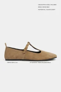 Nisantasi Shoes Palmer ROME BEIGE Inside Out GENUINE Suede Hair Clip Detailed Flat Sole Women Flats - Image 2