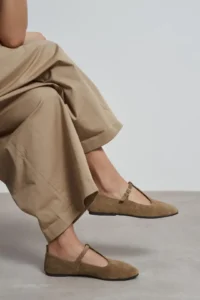 Nisantasi Shoes Palmer ROME BEIGE Inside Out GENUINE Suede Hair Clip Detailed Flat Sole Women Flats - Image 6
