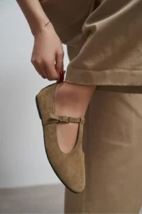 Nisantasi Shoes Palmer ROME BEIGE Inside Out GENUINE Suede Hair Clip Detailed Flat Sole Women Flats - Image 8
