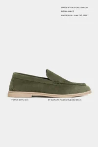 Nisantasi Shoes Nada Khaki GENUINE Suede Flat Sole Women Loafer - Image 2