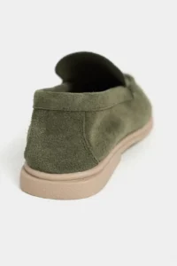 Nisantasi Shoes Nada Khaki GENUINE Suede Flat Sole Women Loafer - Image 5