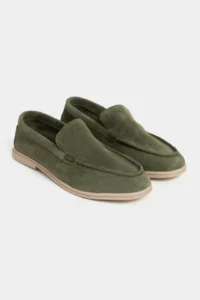 Nisantasi Shoes Nada Khaki GENUINE Suede Flat Sole Women Loafer - Image 6