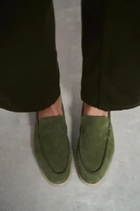 Nisantasi Shoes Nada Khaki GENUINE Suede Flat Sole Women Loafer - Image 8