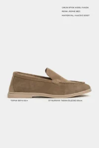 Nisantasi Shoes Nada ROME BEIGE GENUINE SUEDE Flat Sole Women Loafer - Image 2