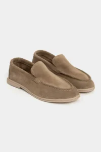 Nisantasi Shoes Nada ROME BEIGE GENUINE SUEDE Flat Sole Women Loafer - Image 5