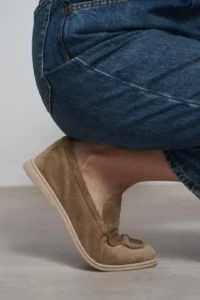 Nisantasi Shoes Nada ROME BEIGE GENUINE SUEDE Flat Sole Women Loafer - Image 7