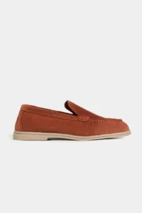 Nisantasi Shoes Nada Brick Red GENUINE Suede Flat Sole Women Loafer