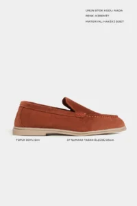 Nisantasi Shoes Nada Brick Red GENUINE Suede Flat Sole Women Loafer - Image 2