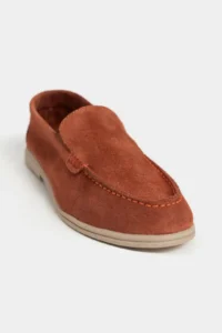 Nisantasi Shoes Nada Brick Red GENUINE Suede Flat Sole Women Loafer - Image 3
