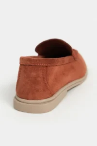 Nisantasi Shoes Nada Brick Red GENUINE Suede Flat Sole Women Loafer - Image 4