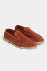 Nisantasi Shoes Nada Brick Red GENUINE Suede Flat Sole Women Loafer - Image 5