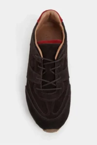 Nisantasi Shoes Velory DARK COFFEE Drink-Outer GENUINE Suede Leather Back Red Detailed Laced Women Daily Sneakers - Image 6