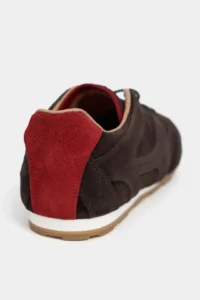 Nisantasi Shoes Velory DARK COFFEE Drink-Outer GENUINE Suede Leather Back Red Detailed Laced Women Daily Sneakers - Image 7