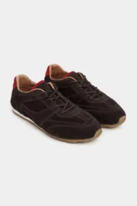 Nisantasi Shoes Velory DARK COFFEE Drink-Outer GENUINE Suede Leather Back Red Detailed Laced Women Daily Sneakers - Image 8