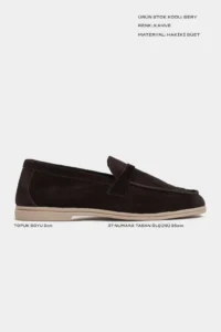 Nisantasi Shoes Bery BITTER BROWN GENUINE SUEDE Flat Sole Women Loafer - Image 2