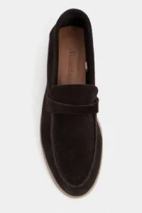 Nisantasi Shoes Bery BITTER BROWN GENUINE SUEDE Flat Sole Women Loafer - Image 3