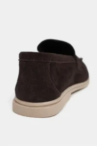 Nisantasi Shoes Bery BITTER BROWN GENUINE SUEDE Flat Sole Women Loafer - Image 4