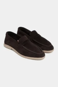Nisantasi Shoes Bery BITTER BROWN GENUINE SUEDE Flat Sole Women Loafer - Image 5