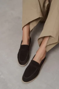 Nisantasi Shoes Bery BITTER BROWN GENUINE SUEDE Flat Sole Women Loafer - Image 7