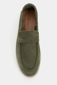 Nisantasi Shoes Bery Khaki GENUINE Suede Flat Sole Women Loafer - Image 3