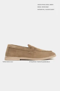 Nisantasi Shoes Bery ROME BEIGE GENUINE SUEDE Flat Sole Women Loafer - Image 2