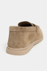 Nisantasi Shoes Bery ROME BEIGE GENUINE SUEDE Flat Sole Women Loafer - Image 7