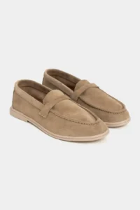 Nisantasi Shoes Bery ROME BEIGE GENUINE SUEDE Flat Sole Women Loafer - Image 8