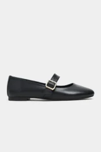 Nisantasi Shoes Berlin Black Drink-Dıç Leather Medium Banded with buckle Plain Women Flats Shoes