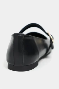 Nisantasi Shoes Berlin Black Drink-Dıç Leather Medium Banded with buckle Plain Women Flats Shoes - Image 4