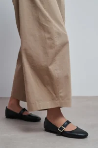 Nisantasi Shoes Berlin Black Drink-Dıç Leather Medium Banded with buckle Plain Women Flats Shoes - Image 7
