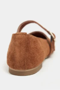 Nisantasi Shoes Berlin Tan Suede Drink-Dış Leather Medium Banded with buckle Plain Women Flats Shoes - Image 4