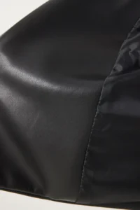 Happiness İstanbul Women Black Oversized Faux Leather Jacket - Image 9
