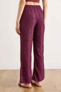 Olalook Women's Plum Waist Elastic Textured Flowy Wide Leg Trousers - Image 6