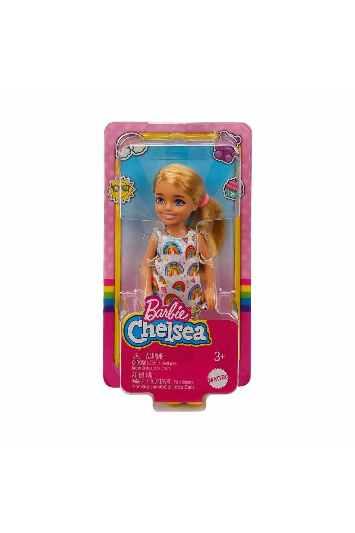 T000DWJ33-53290_1 Barbie Chelsea Dolls with Accessories - Blonde-Rainbow Dress - Image 1