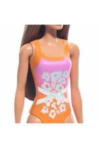 Barbie Beach Babies DWJ99 - Brunette in Orange Floral Swimsuit - Image 2