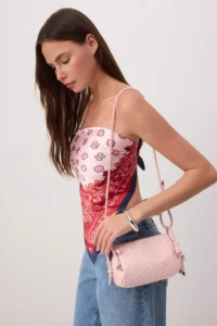 SHOES Light Pink Knitting Detailed Women Mini Size Shoulder Bag
