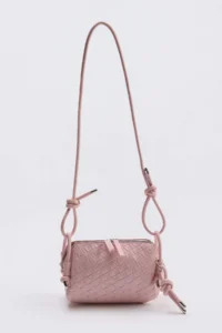 SHOES Light Pink Knitting Detailed Women Mini Size Shoulder Bag - Image 3