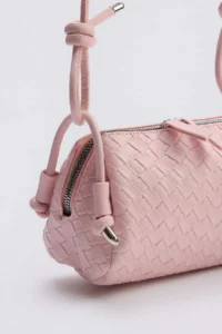 SHOES Light Pink Knitting Detailed Women Mini Size Shoulder Bag - Image 5