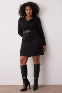 Trendyol Curve Black Weaving Arched Dress Look Mini Plus Size Jumpsuit