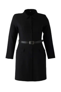 Trendyol Curve Black Weaving Arched Dress Look Mini Plus Size Jumpsuit - Image 5