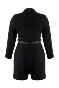 Trendyol Curve Black Weaving Arched Dress Look Mini Plus Size Jumpsuit - Image 7