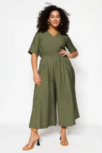 Trendyol Curve Khaki Waist Detailed Jumpsuit