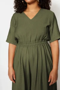 Trendyol Curve Khaki Waist Detailed Jumpsuit - Image 2