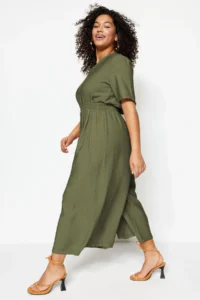 Trendyol Curve Khaki Waist Detailed Jumpsuit - Image 3