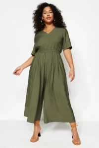 Trendyol Curve Khaki Waist Detailed Jumpsuit - Image 4