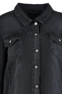 Trendyol Curve Anthracite Oversized/Bol Cut 100% Cotton Non-Stretch Plus Size DENIM Jacket - Image 7